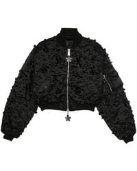 Cecilie Bahnsen - Floral-Appliqué Cropped Bomber Jacket - Lyst