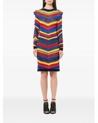 Balmain - Chevron Gebreide Jurk - Lyst
