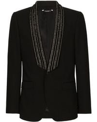 Dolce & Gabbana - Single-Breasted Jacket With Embroidered Shawl Collar - Lyst