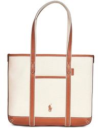 Polo Ralph Lauren - Small Cotton And Leather Tote Bag - Lyst