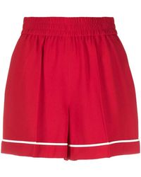 RED Valentino - Contrast-Trim Crepe Shorts - Lyst