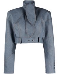 Aleksandre Akhalkatsishvili - Veste en jean à coupe crop - Lyst