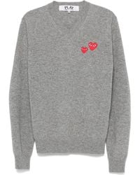 COMME DES GARÇONS PLAY - Double Heart-Patch Sweater - Lyst