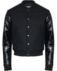 MM6 by Maison Martin Margiela - Veste En Laine À Manches En Cuir - Lyst