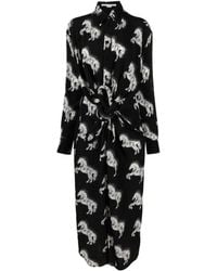 Stella McCartney - Pixel Horse-print Silk Midi Dress - Lyst