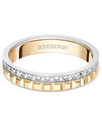Boucheron - 18kt Yellow And White Gold Quatre Radiant Edition Clou De Paris Diamond Wedding Band - Lyst