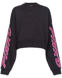 Pinko - Rhinestone-embellished Cropped Sweatshirt - Lyst