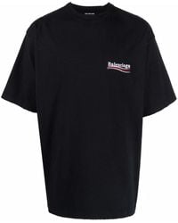 Balenciaga - T-shirt en jersey de coton col ras du cou et logo - Lyst