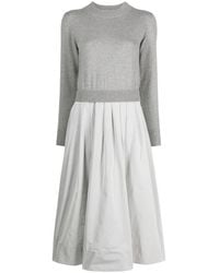 Peserico - Knitted-Panel Flared Midi Dress - Lyst