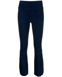 SPRWMN Pantalon crop en daim - Bleu
