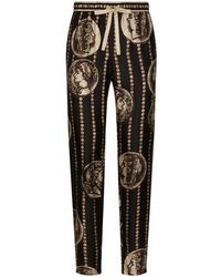 Dolce & Gabbana - Silk Printed Trousers - Lyst