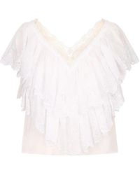 Chloé - Cropped V-Neck Ruffle Top - Lyst