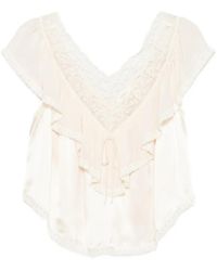 Doen - Yadira Lace-Trimmed Ruffled Blouse - Lyst