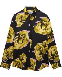 MSGM - Pixelated Rose Print Shirt - Lyst
