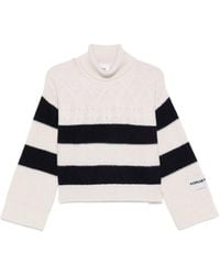 Erika Cavallini Semi Couture - Cable-Knit Striped Sweater - Lyst