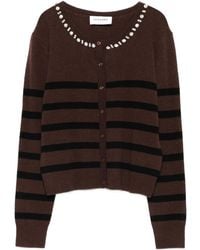 ERMANNO FIRENZE - Striped-Pattern Crystal-Embellishment Cardigan - Lyst