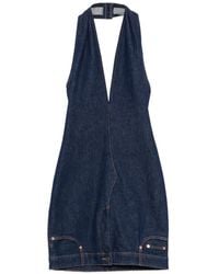 Moschino - Halter-Neck Denim Mini Dress - Lyst