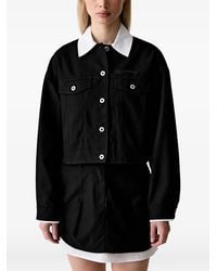 KARL LAGERFELD - Logo-Embroidered Cropped Denim Jacket - Lyst