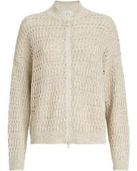 Brunello Cucinelli - Linen Zipped Cardigan - Lyst