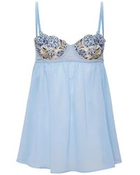 Fleur du Mal - Hydrangea Floral-Embroidered Babydoll - Lyst