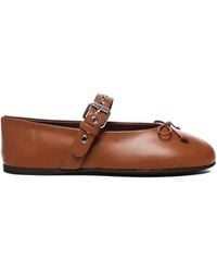 Miu Miu - Buckle-Strap Bow Ballet Flats - Lyst