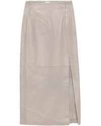 Alysi - Side-Slit Leather Skirt - Lyst
