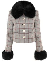 Self-Portrait - Check Faux-Fur Jacket - Lyst