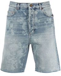 Saint Laurent - Jeans-Shorts mit Farbklecks-Print - Lyst