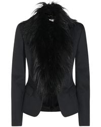Elisabetta Franchi - Faux-Fur Trim Tailored Jacket - Lyst