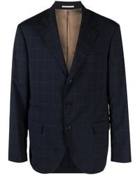 Brunello Cucinelli - Single-Breasted Checked Tailored Blazer - Lyst