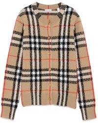 Burberry - Check-Pattern Button-Up Cardigan - Lyst