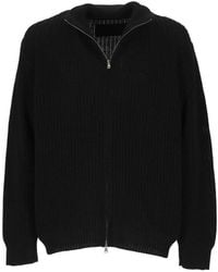AMISH - Ribbed-Knit Zip-Up Sweater - Lyst
