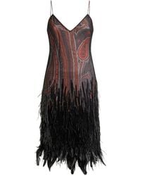 Etro - Knee-Length Dress With Sequins, Feathers Detail And Paisley Motif - Lyst