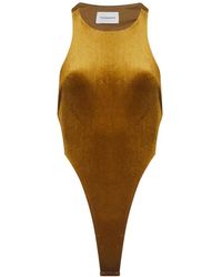 ANDAMANE - Velvet-Effect Racerback Bodysuit - Lyst