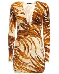 Just Cavalli - V-Neck Floral Mini Dress - Lyst