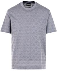 Emporio Armani - Logo-jacquard Cotton T-shirt - Lyst