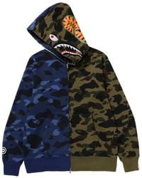 A Bathing Ape - Split Camo Shark Full-Zip Hoodie - Lyst