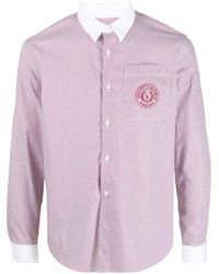 Sporty & Rich - Logo-Embroidered Striped Cotton Shirt - Lyst