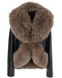 Blancha - Shearling-Trim Leather Jacket - Lyst