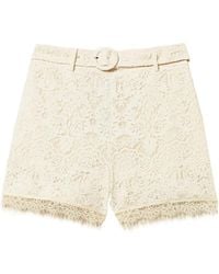 Twinset - Lace-Embellished Belted Shorts - Lyst