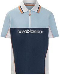 CASABLANCA - Poloshirt Met Colourblocking En Rits - Lyst