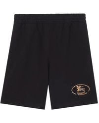 Burberry - Check Knight Stamp Cotton Shorts - Lyst