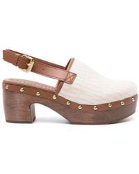 Moschino - 75Mm Logo-Print Leather Clogs - Lyst