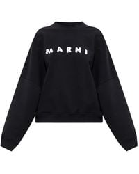 Marni - Cotton Sweatshirt With Bold Textured Logo - Lyst