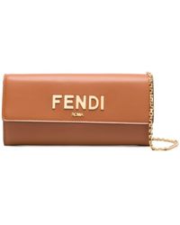 Fendi - Logo-lettering Leather Chain Wallet - Lyst