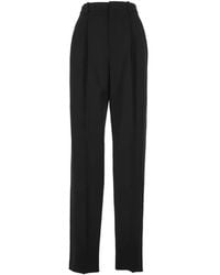 Saint Laurent - Pleated Satin-Trim Trousers - Lyst