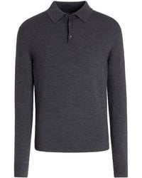 Zegna - Fine-knit Long-sleeved Polo Shirt - Lyst