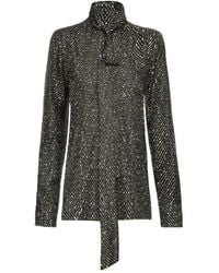 Oscar de la Renta - Tie-Neck Blouse - Lyst