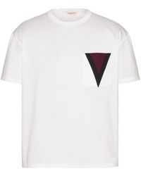 Valentino Garavani - Katoenen T-shirt Met V-detail - Lyst