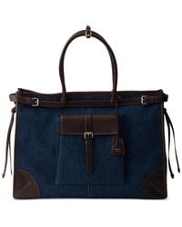 Prada - Bonnie Tote Bag Aus Denim Und Leder - Lyst